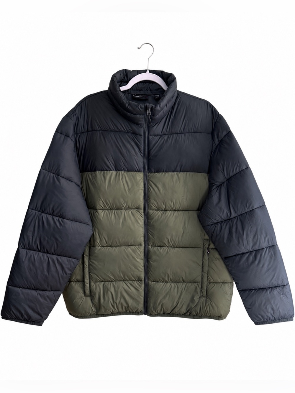 Swiss Tech Men's Packable Puffer Jacket Green Grey Water Repellent Size XL NWT